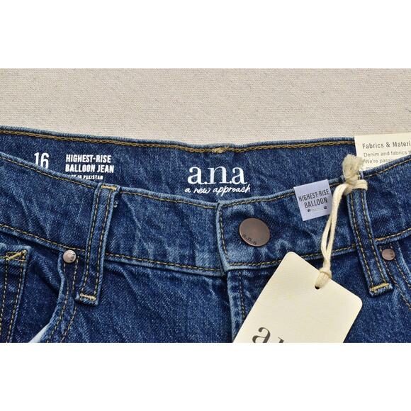 NEW Ana Highest-Rise Balloon Jeans Womens Plus Size 16 Mom Jean Tapered Leg Blue - Picture 5 of 8